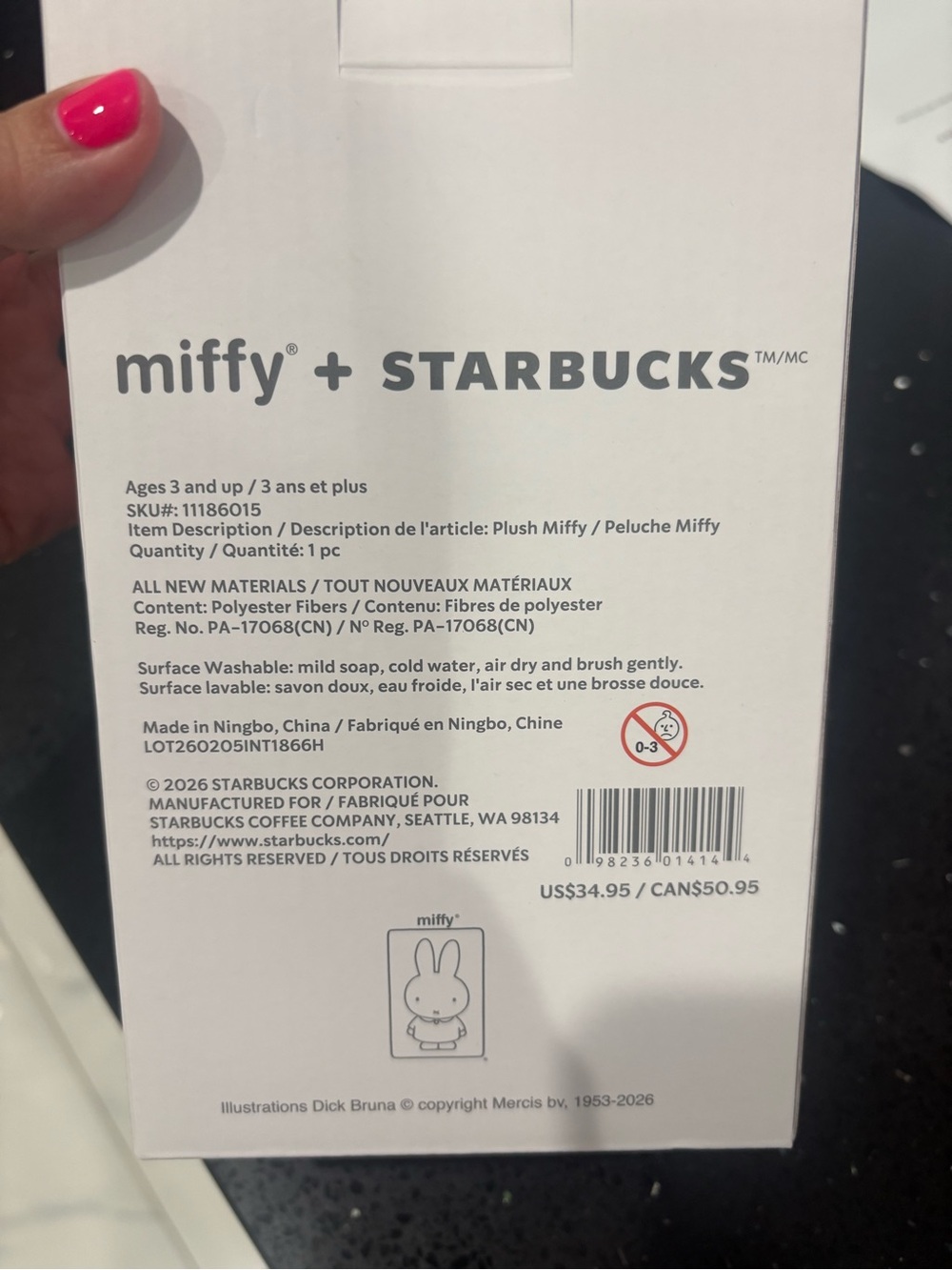 Starbucks x Miffy Bunny Plush in Green Barista Apron, New in Box - Picture 4 of 5